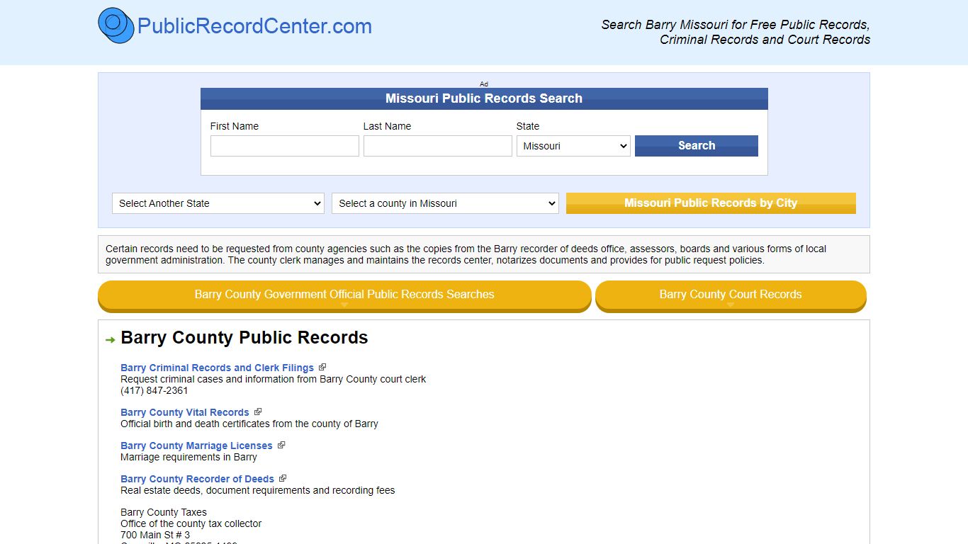 Barry County Missouri Free Public Records - Court Records ...